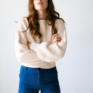 Suunday Chunky Knit Pullover Sweater in Dew | Size Medium